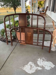 Art Nouveau Style Metal and Wood Bed Frame