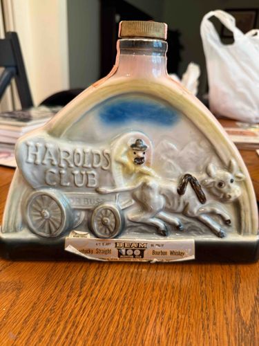 Beam Harold's Club "Or Bust" Wagon Whiskey Decanter