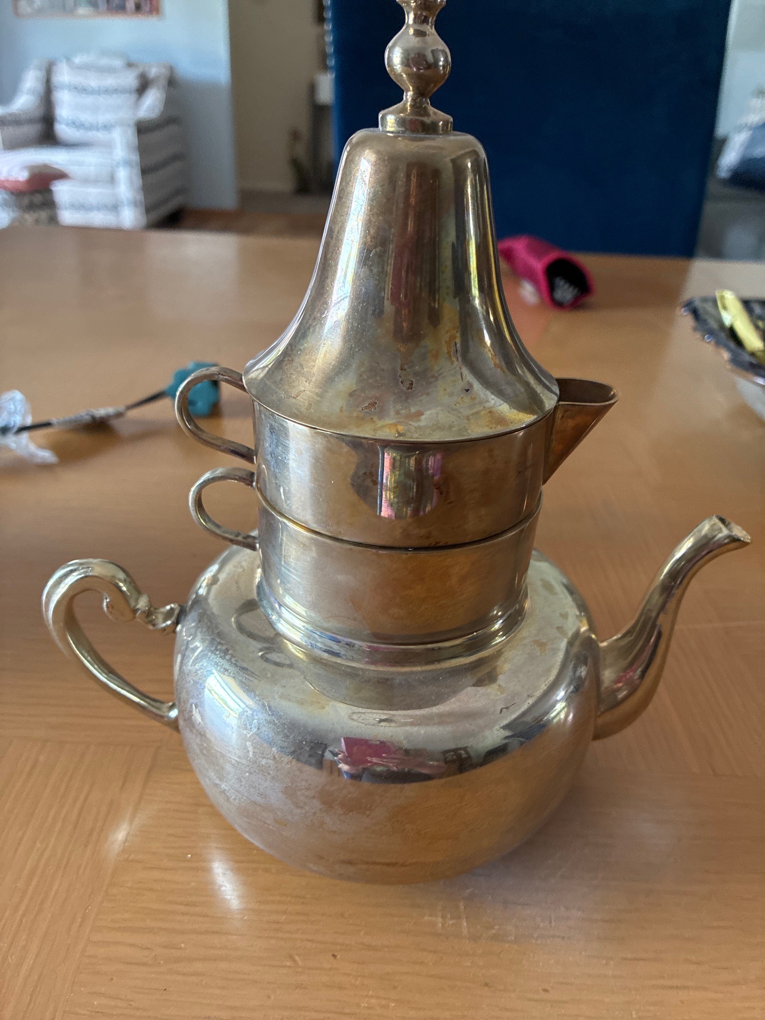 Submitted photo of Stacked Metal Tea Pot Set