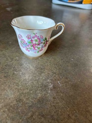 Floral Pattern Porcelain Teacup with Gold Trim