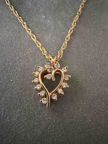 Diamond and Gold Heart Pendant Necklace