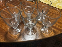 Set of Six Clear Glass Stemmed Cordial Glasses