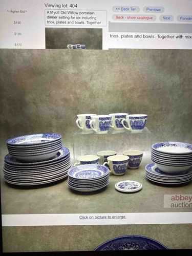 Myott Old Willow Porcelain Dinner Setting for Six