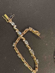 Gold and Aquamarine/Topaz Diamond Accent Tennis Bracelet