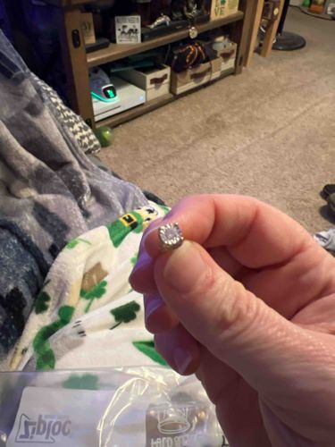 Round Cut Diamond or Cubic Zirconia Stud Earring