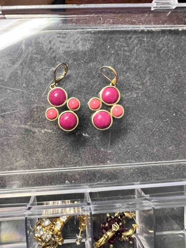 Mixed Pink Cabochon Dangle Earrings