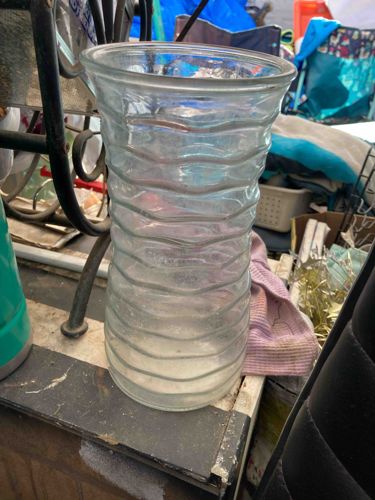 Ribbed Clear Glass Vase
