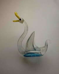 Blown Glass Murano-Style Beaked Swan Figurine