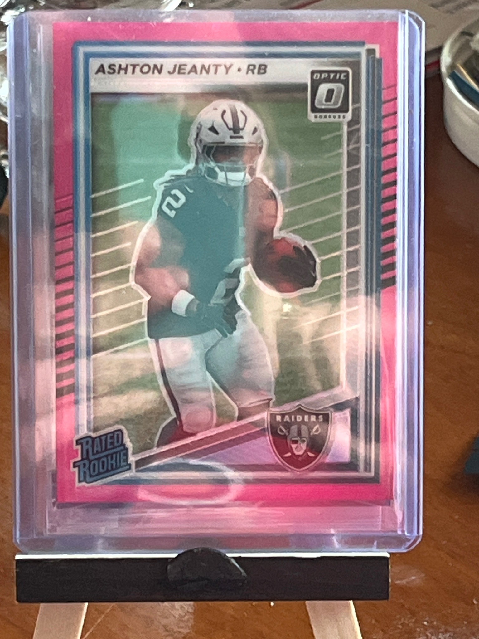 Ashton Jeanty Donruss Optic 'Rated Rookie' Pink Velocity Parallel Football Card