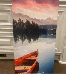 Sunset Lake with Orange Boat Landscape Print