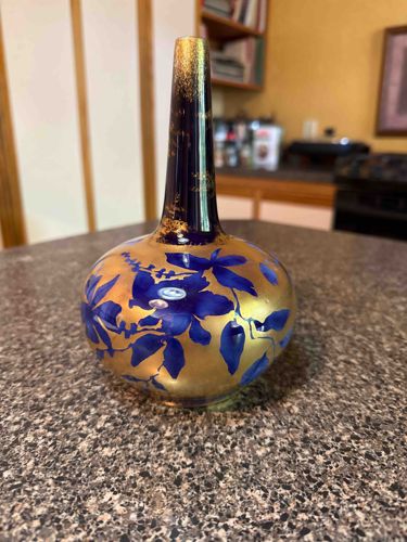 Art Glass Gilded & Enameled Vase
