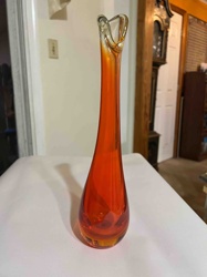 Mid-Century Modern Orange Art Glass Vase