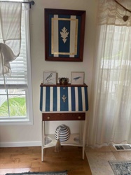 Refinished Striped Secretary Slim Desk