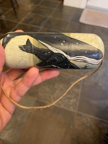Hand-Painted Wooden Whale Buoy Ornament by P. Doyle NL