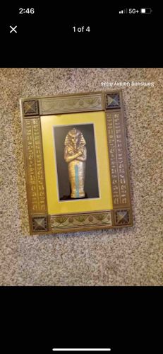 Egyptian Revival Framed 3D King Tut Sarcophagus Shadow Box