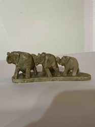 Carved Stone Elephant Figurine Set