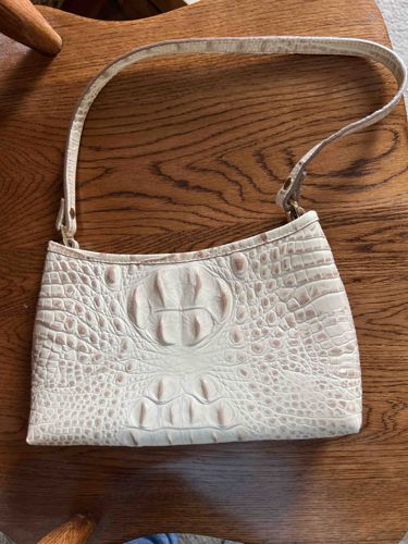 White Embossed Croc-Effect Shoulder Bag
