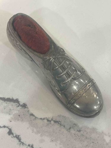 Antique Silver-Toned Shoe Pincushion