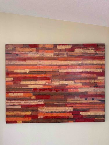 Contemporary Horizontal Abstract Mixed Media Painting on Canvas