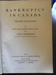 Bankruptcy in Canada, Third Edition (1961)