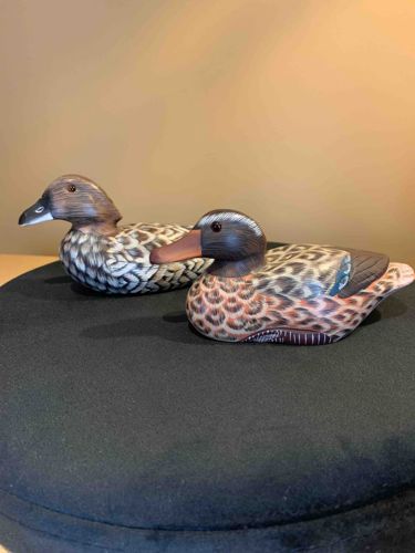 Pair of Hand-Painted Wooden Duck Decoys/Figurines
