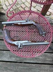 Pair of Belgian Double Barrel Percussion Pistols