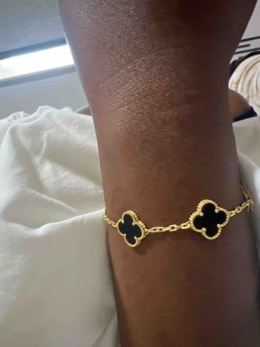 Gold-tone Bracelet with Black Clover Motifs