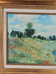 Framed Impressionistic Landscape Painting (Poppy Field)