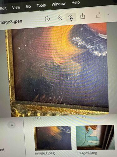 Abstract or Impressionistic Painting Fragment in Gilded Frame