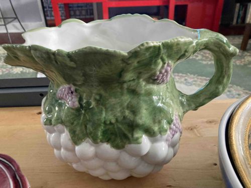 Majolica Glazed Grape Cluster Pitcher