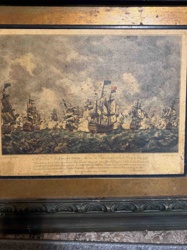 Framed 18th-Century Naval Battle Engraving (Possibly 'Combat du Vaisseau Le Formidable')