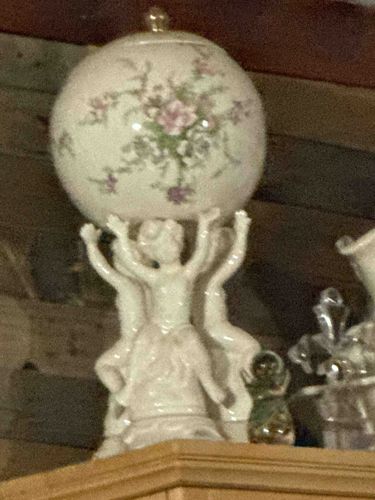 Figural Pedestal Covered Urn or Potpourri Holder