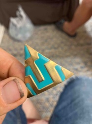 Vintage Turquoise and Gold Geometric Earring or Pendant