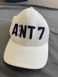 White 'ANT.7' Embroidered Baseball Cap