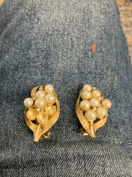 Vintage Faux Pearl and Rhinestone Clip-on Earrings