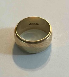 14K Yellow Gold Hammered Finish Wide Band Ring