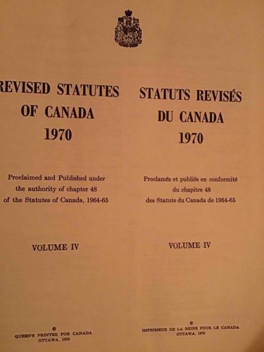 Revised Statutes of Canada, 1970, Volume IV