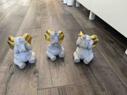 Set of Three 'See No Evil, Hear No Evil, Speak No Evil' Elephant Figurines
