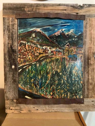 Mountain Town Landscape Oil Painting by De Baca