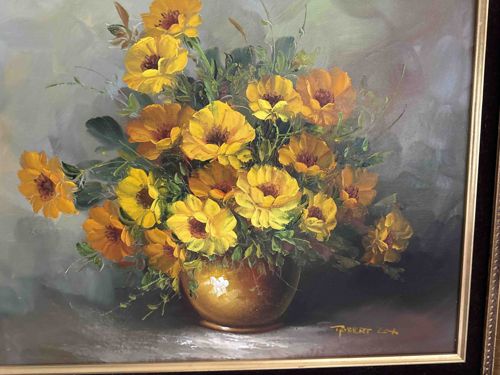 Brent Signed Floral Oil Painting