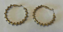 Gold-Toned Hoop Earrings with Wrapped Silver-Toned Coil
