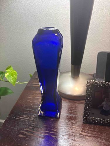 Mid-Century Cobalt Blue Asymmetrical Art Glass Vase