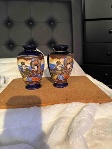 Pair of Japanese Satsuma Style Moriage Vases