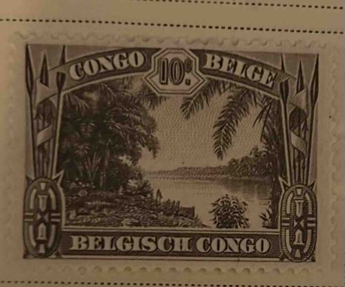 Belgian Congo 'River Landscape' Postage Stamp, 10 Centimes