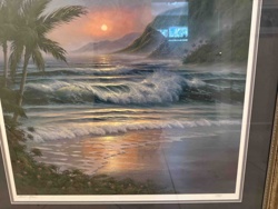 Tropical Sunset Beach Scene Art Print by Victor Spahn