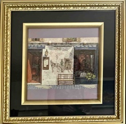 Bon Vier Tavern Street Scene Framed Art Print