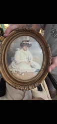 Victorian Style Oval Portrait Print in Gilt Frame