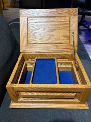 Oak Wood Jewelry Box with Royal Blue Lining
