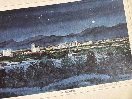 Anchorage Night Skyline Art Print