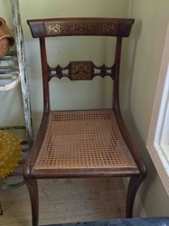 Regency-Style Cane Seat Side Chair with Inlay